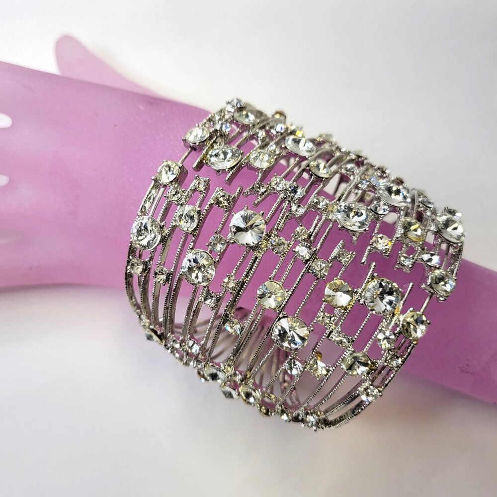 Flamboyant Silver Tone Cuff Bracelet